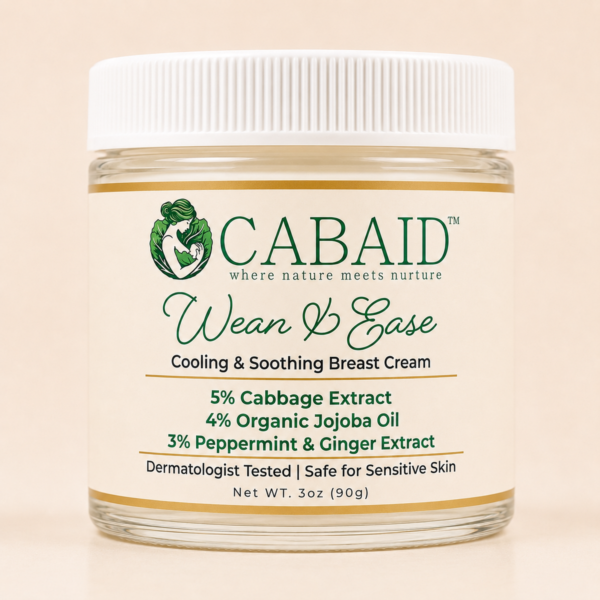 CABAID Wean and Ease Cooling Breast Comfort Cream jar