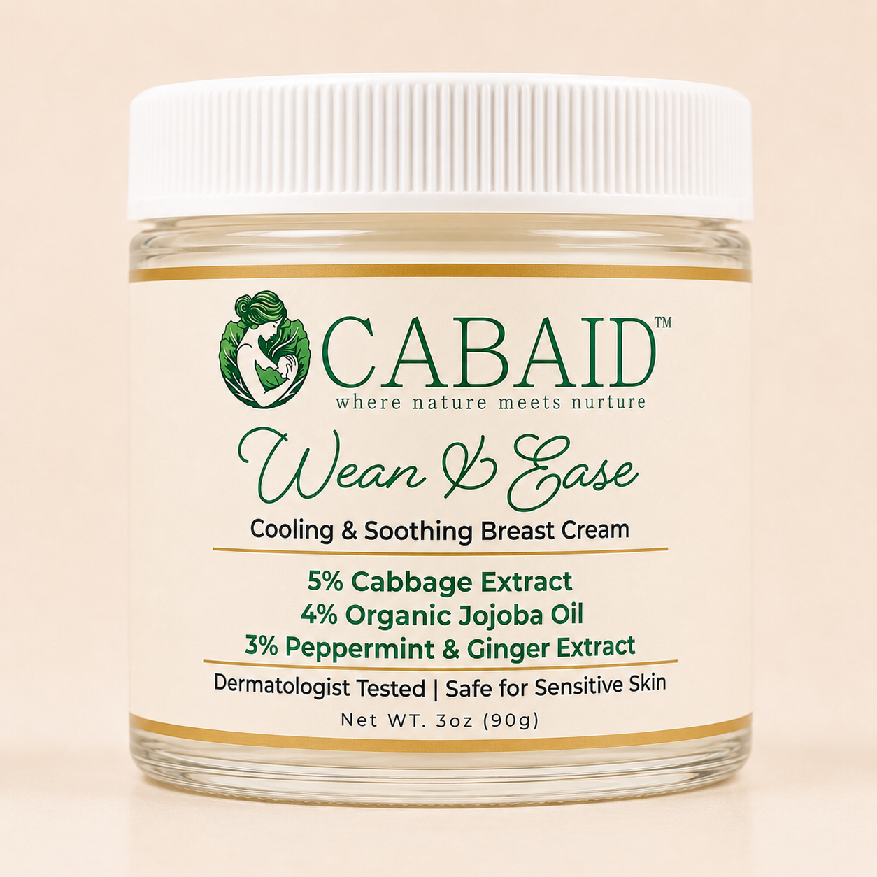 CABAID Wean and Ease Cooling Breast Comfort Cream jar