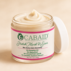 Close-up of CABAID Stretch Mark and Scar Bio-Active Skin Recovery Cream texture in an open glass jar